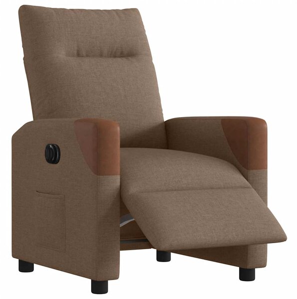 Elektrické polohovací křeslo hnědé textil 3323993