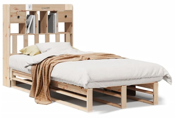 Postel s knihovnou bez matrace 90 x 190 cm masivní borovice 3323977