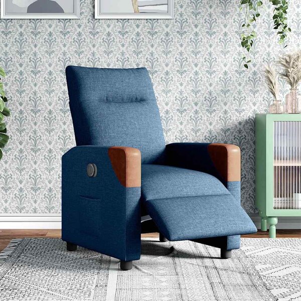 Elektrické polohovací křeslo modré textil 3323996