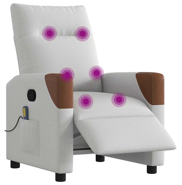Elektrické masážní polohovací křeslo obláčkově šedé textil 3323997