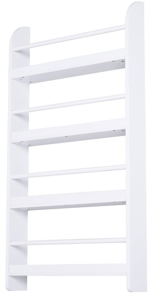 HOMCOM Nástěnná knihovna se 4 policemi - dětská knihovna pro domácí kancelář, nosnost 30 kg, 59x12x113 cm, bílá | Aosom