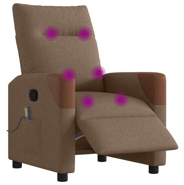 Elektrické masážní polohovací křeslo hnědé textil 3324001