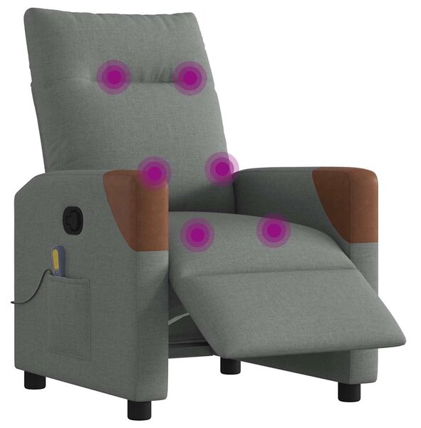 Elektrické masážní polohovací křeslo tmavě šedé textil 3323999