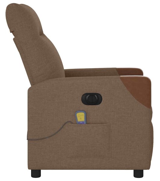 Elektrické masážní polohovací křeslo hnědé textil 3324001