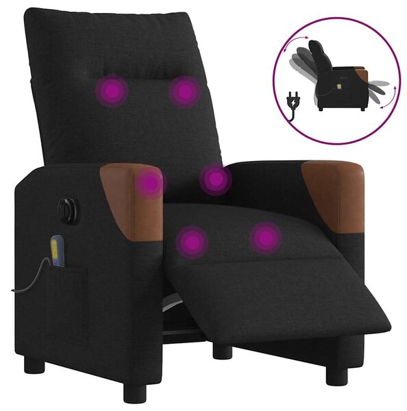 Elektrické masážní polohovací křeslo černé textil 3324000