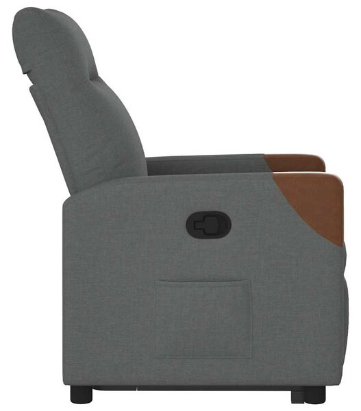 Zvedací polohovací křeslo tmavě šedé textil 3324007