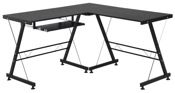 HOMCOM Počítačový stůl pro domácí kancelář - 2 typy L-tvarovaný rohový stůl 130x130x73,5 cm rovný stůl s ocelovým rámem | Aosom