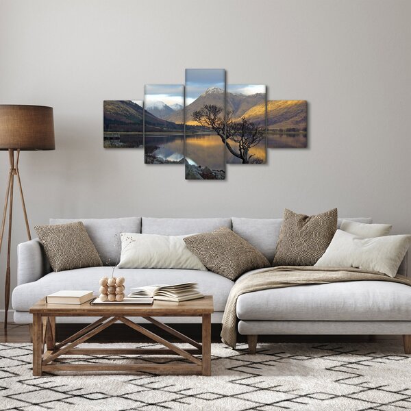 Obraz - Hory u jezera (125x70 cm)