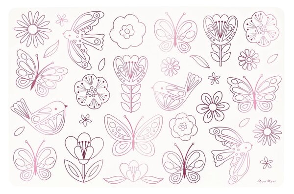 Papírová prostírání v sadě 8 ks 28x42.5 cm Butterflies & Flowers – Meri Meri
