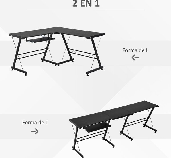 HOMCOM Počítačový stůl pro domácí kancelář - 2 typy L-tvarovaný rohový stůl 130x130x73,5 cm rovný stůl s ocelovým rámem | Aosom
