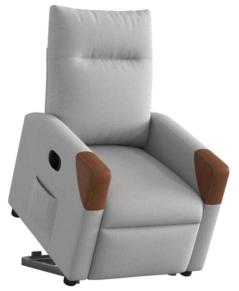 Elektrické zvedací polohovací křeslo obláčkově šedé textil 3324021