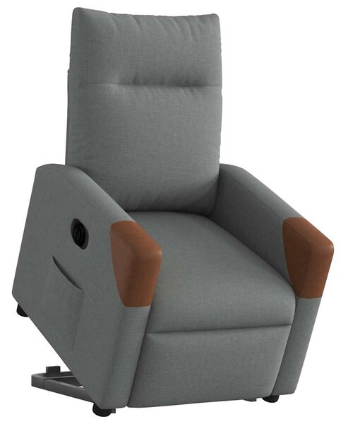 Elektrické zvedací polohovací křeslo tmavě šedé textil 3324023