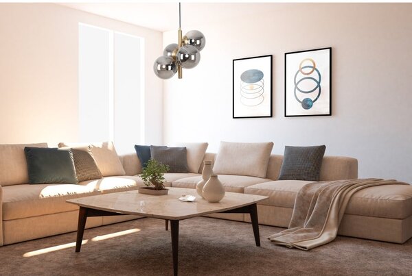 Závěsné svítidlo se skleněným stínidlem v šedo-zlaté barvě ø 15 cm Forte – Squid Lighting