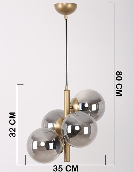 Závěsné svítidlo se skleněným stínidlem v šedo-zlaté barvě ø 15 cm Forte – Squid Lighting