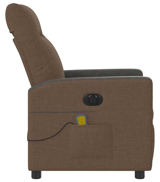 Elektrické masážní polohovací křeslo hnědé textil 3324048