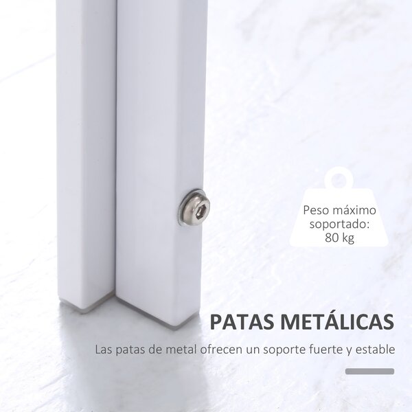 HOMCOM Skleněný Jídelní Stůl Obdélníkový pro 4-6 Osob s Metalickými Nohami Multifunkční do Kuchyně a Obývacího Pokoja 120x60x75 cm Bílý | Aosom