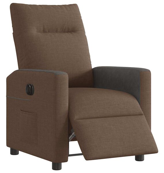 Elektrické polohovací křeslo hnědé textil 3324041