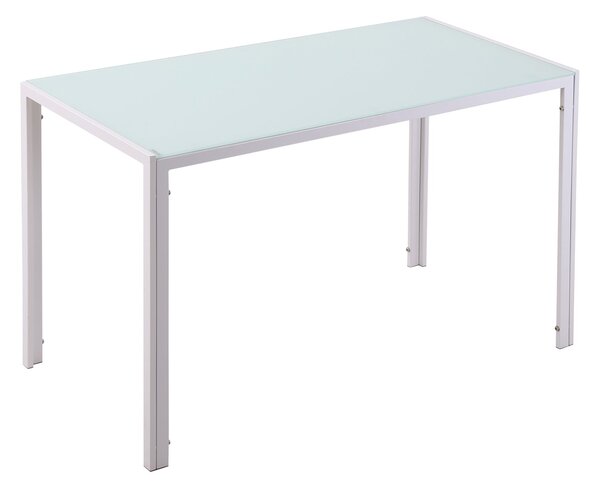 HOMCOM Skleněný Jídelní Stůl Obdélníkový pro 4-6 Osob s Metalickými Nohami Multifunkční do Kuchyně a Obývacího Pokoja 120x60x75 cm Bílý | Aosom