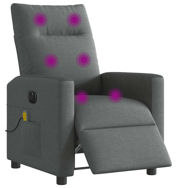 Elektrické masážní polohovací křeslo tmavě šedé textil 3324046