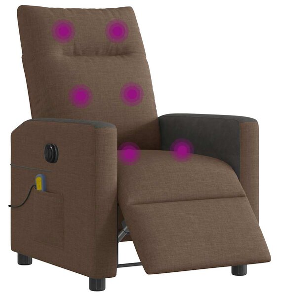 Elektrické masážní polohovací křeslo hnědé textil 3324048