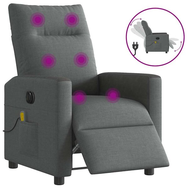 Elektrické masážní polohovací křeslo tmavě šedé textil 3324046