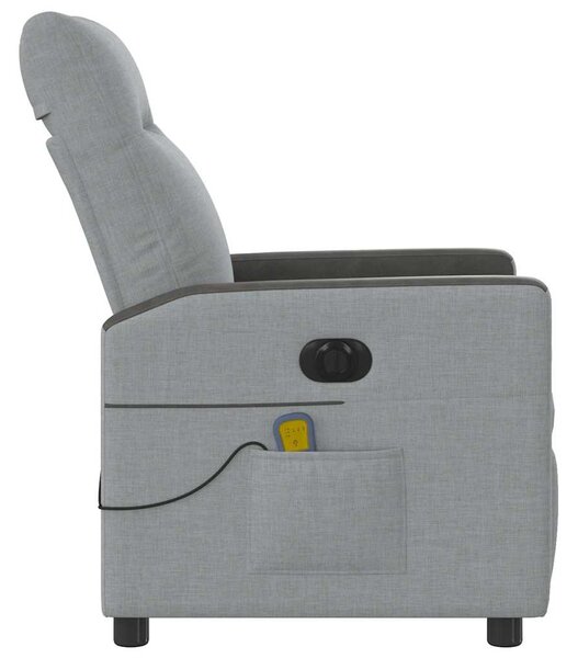 Elektrické masážní polohovací křeslo světle šedé textil 3324045