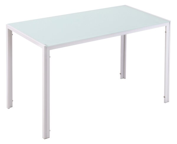HOMCOM Skleněný Jídelní Stůl Obdélníkový pro 4-6 Osob s Metalickými Nohami Multifunkční do Kuchyně a Obývacího Pokoja 120x60x75 cm Bílý | Aosom