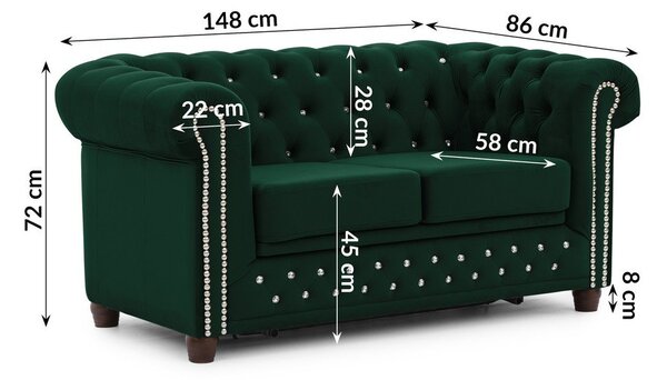Zelená sametová rozkládací pohovka 148 cm York Blik – Ropez