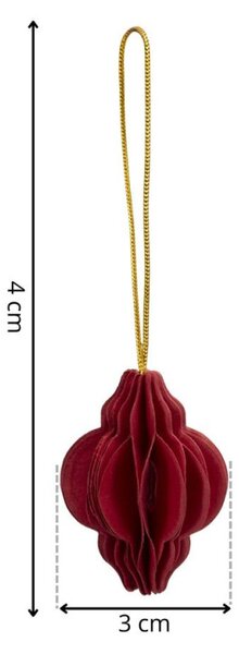Vánoční papírové ozdoby 4cm tmavě červené sada 6ks