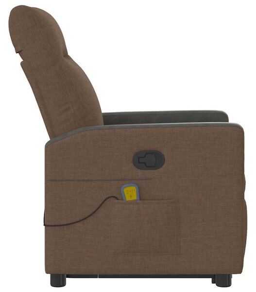 Zvedací masážní polohovací křeslo hnědé textil 3324062