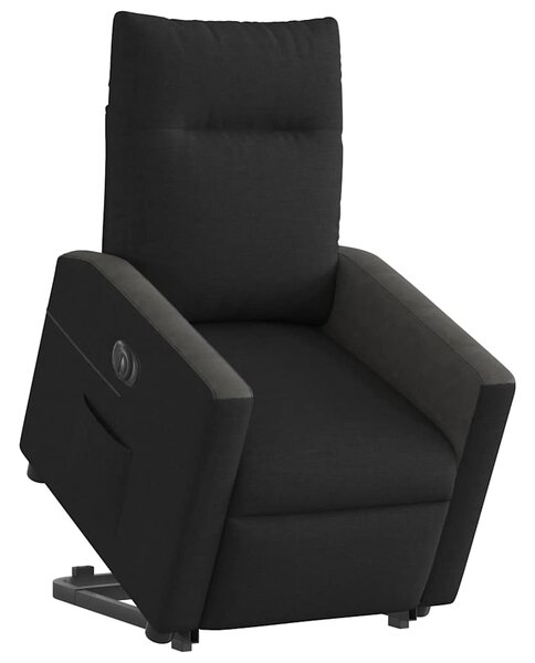 Elektrické zvedací polohovací křeslo černé textil 3324068