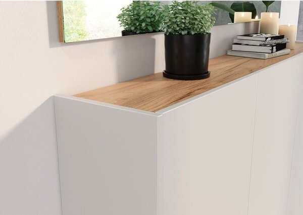 Krémová skříňka v dekoru dubu 138x87x25 cm Libbiano – Germania