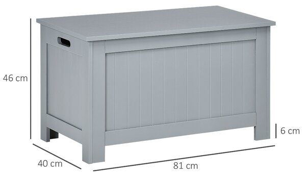 HOMCOM Úložný trunk pro ložnici – Úložná lavice se víkem, multifunkční úložný trunk s bezpečnostním pantem pro chodbu a obývací pokoj 81x40x46 cm Šedá