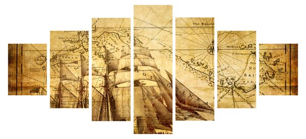 Obraz - Stará mapa (210x100 cm)