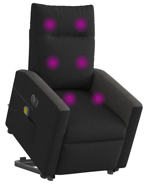 Elektrické zvedací masážní polohovací křeslo černé textil 3324075