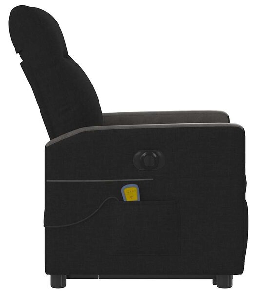 Elektrické zvedací masážní polohovací křeslo černé textil 3324075
