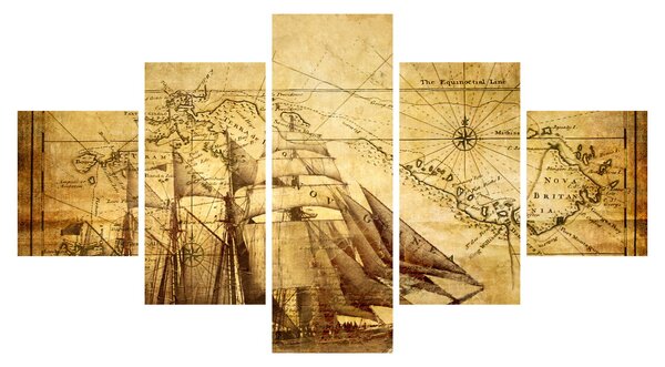 Obraz - Stará mapa (125x70 cm)