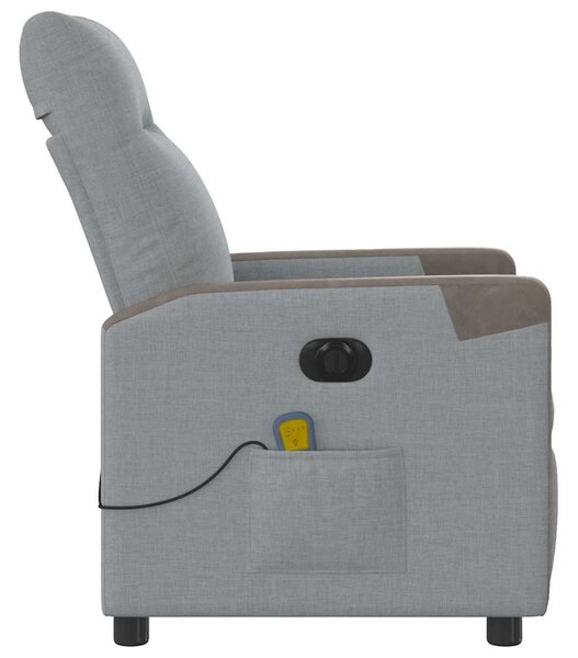 Elektrické masážní polohovací křeslo světle šedé textil 3324085