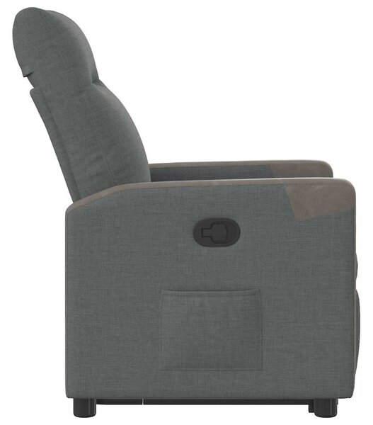 Zvedací polohovací křeslo tmavě šedé textil 3324091