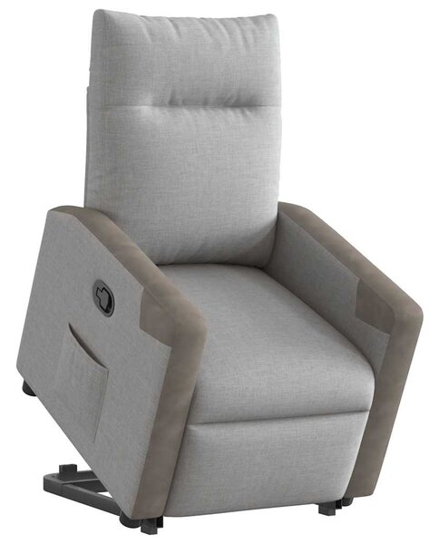 Zvedací polohovací křeslo obláčkově šedé textil 3324089