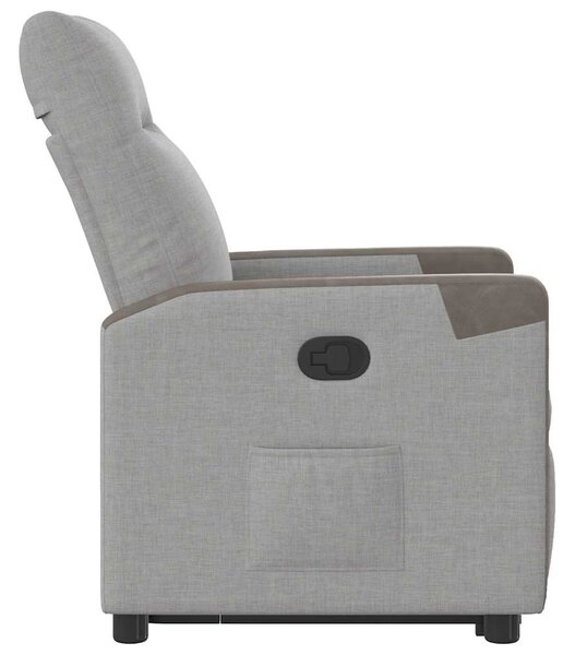 Zvedací polohovací křeslo obláčkově šedé textil 3324089