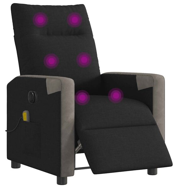 Elektrické masážní polohovací křeslo černé textil 3324087