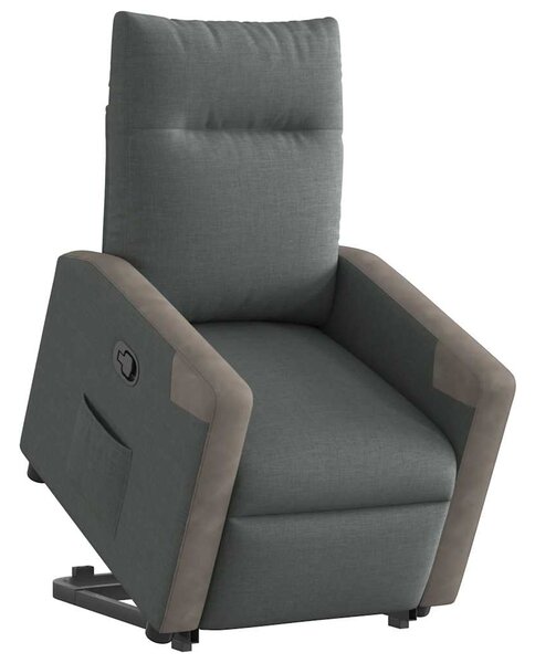 Zvedací polohovací křeslo tmavě šedé textil 3324091