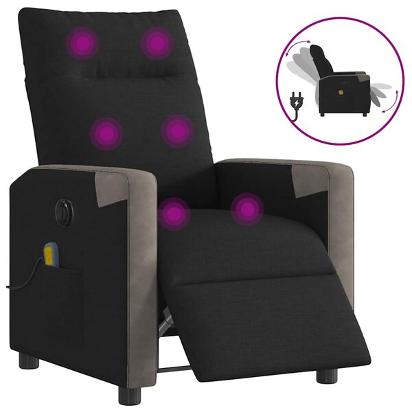 Elektrické masážní polohovací křeslo černé textil 3324087
