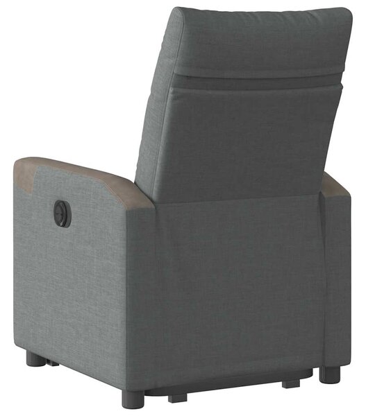 Zvedací polohovací křeslo tmavě šedé textil 3324091