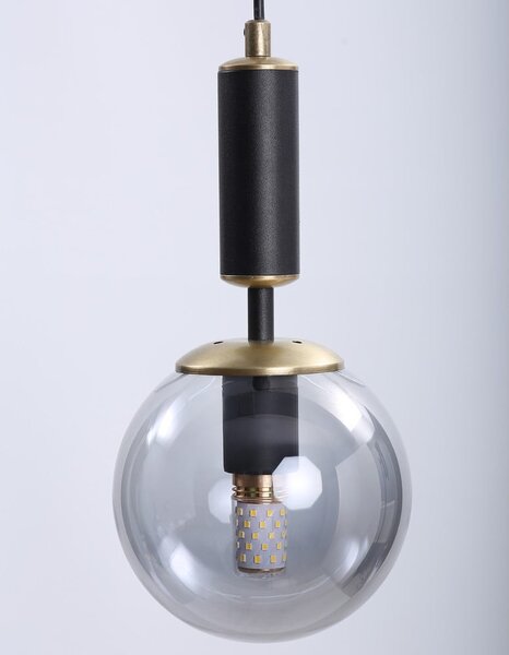 Černo-šedé závěsné svítidlo se skleněným stínidlem ø 15 cm Hector – Squid Lighting