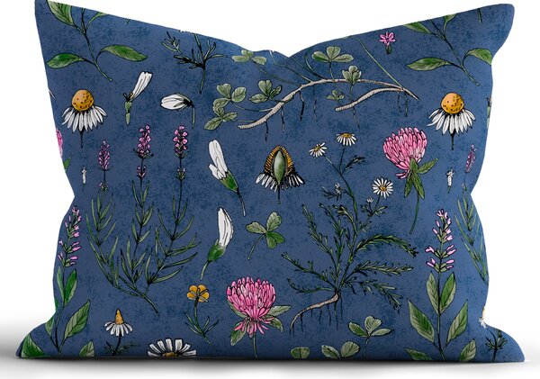 MK Lůžkoviny Bavlněný povlak na polštář Renforcé 70 x 90 cm - Herbář tmavě modrý