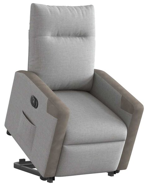 Elektrické zvedací polohovací křeslo obláčkově šedé textil 3324099
