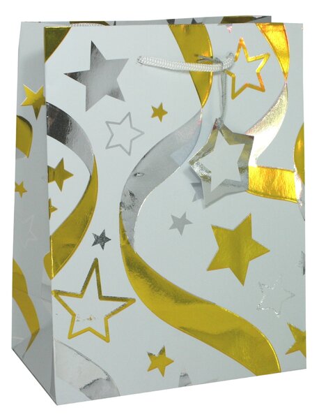Dárková taška Deluxe 10,5 × 14 × 6,5 cm – zlatý metalický motiv, 3 ks 8602080