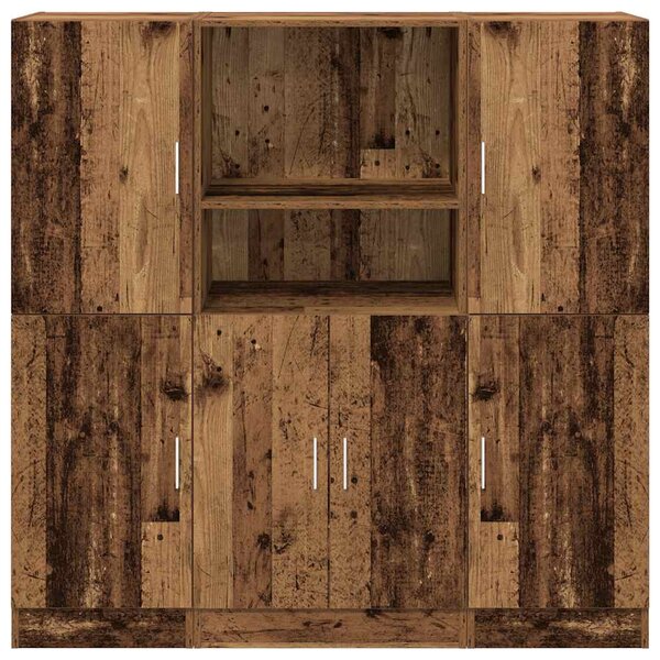 Sada 3 kusů kuchyňských skříněk old wood kompozitní dřevo 3324158